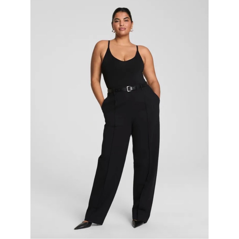 NWT Spanx Black Ponte Barrel Leg Trousers Perfect Fit Light Control, M